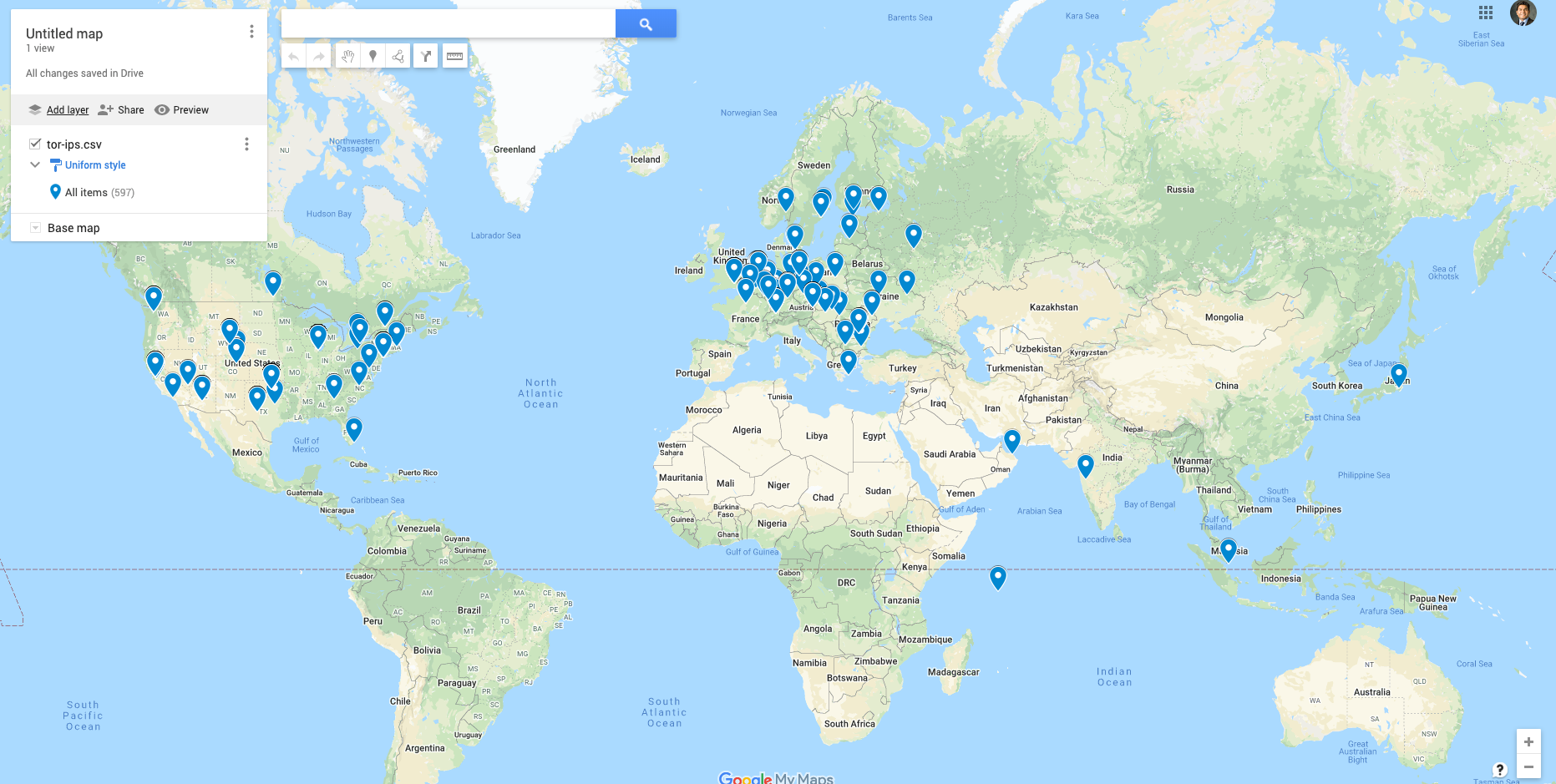 Visualize a csv of geo-coded points on Google Maps
