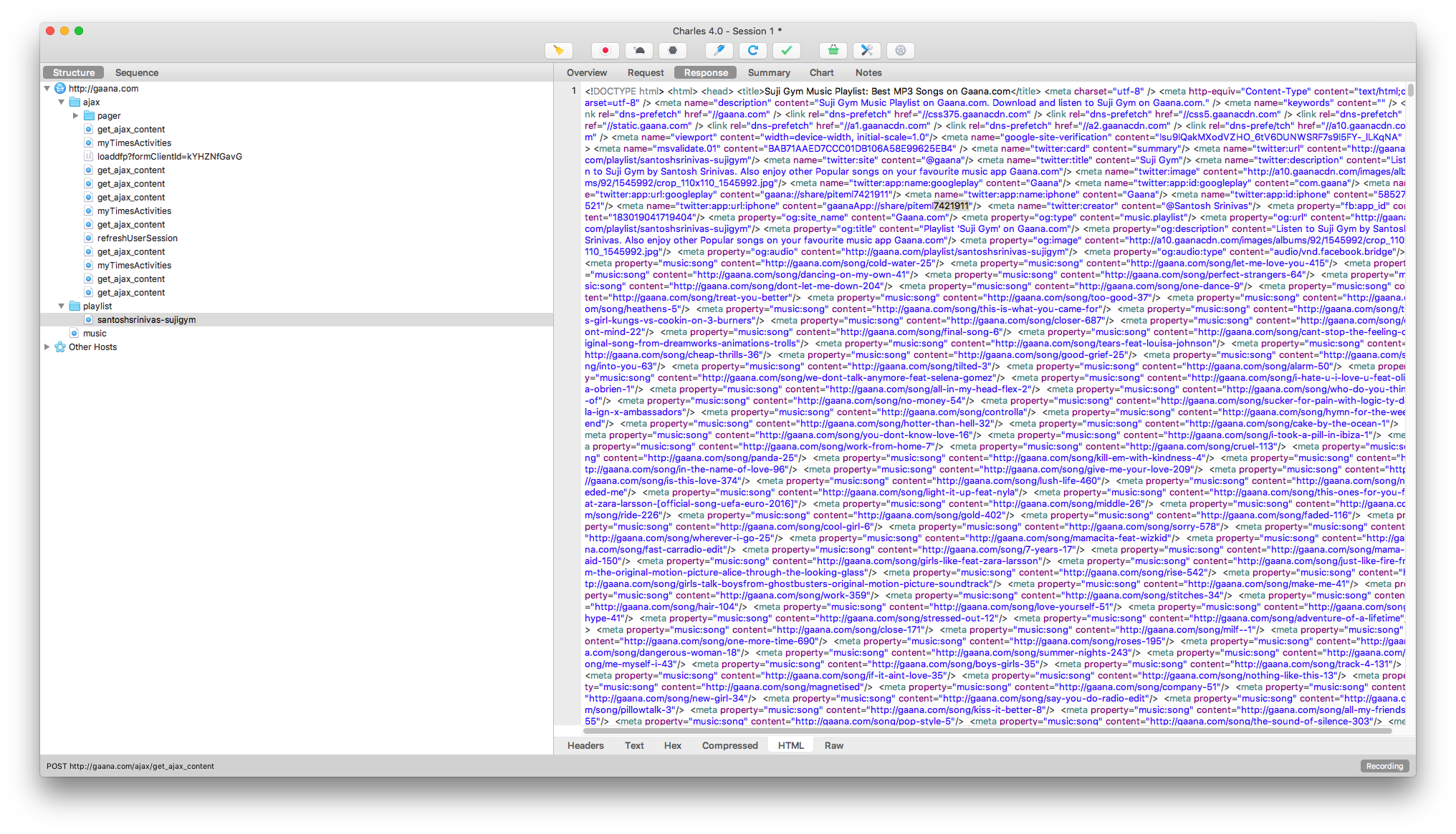 Charles Proxy inspection of browser request