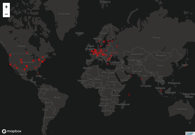Visualization of Tor Servers using IPinfo data
